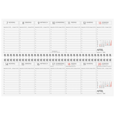 Querterminbuch 2026 | 297×105 mm, Karton, rot
